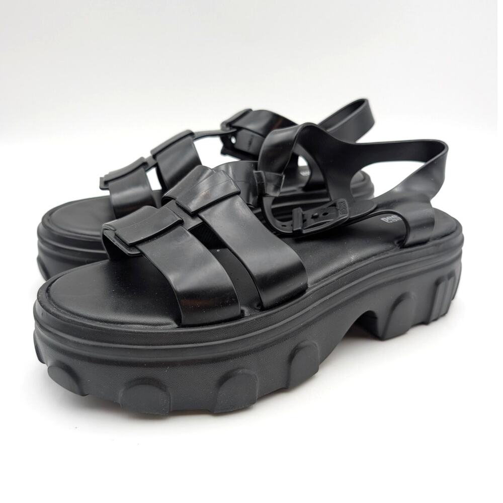 Melissa Ella Ankle Strap Platform Sandals Women's Black Size US10 EU41/42